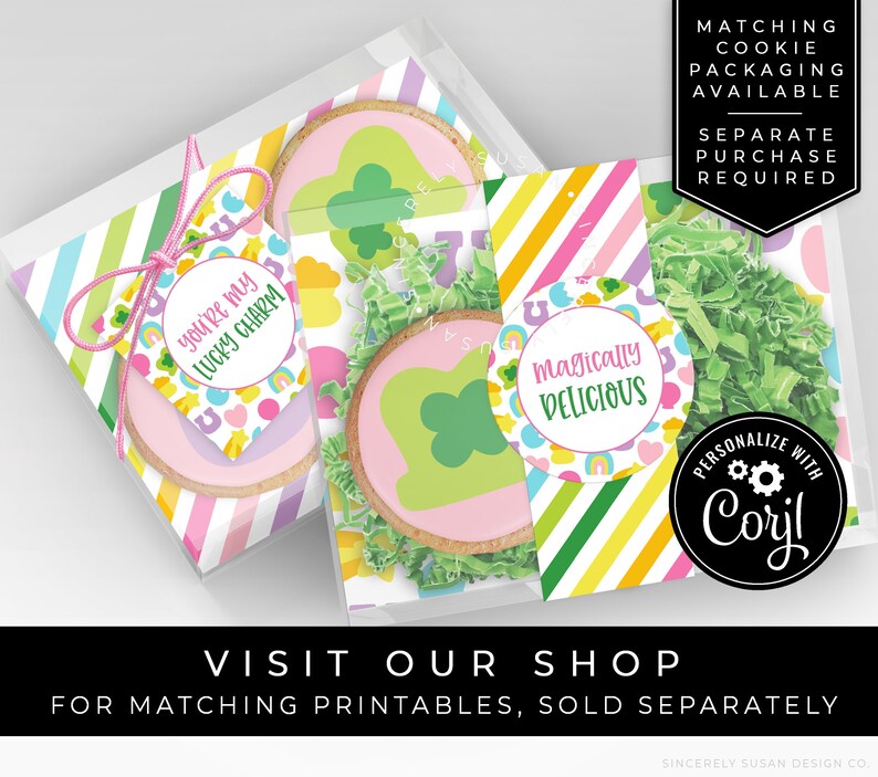 CUSTOMIZABLE You're My Lucky Charm Mini Cookie Tag or Sticker, Printable St. Patrick's Day Magically Delicious Editable Tag, Corjl 101 VIP image 10