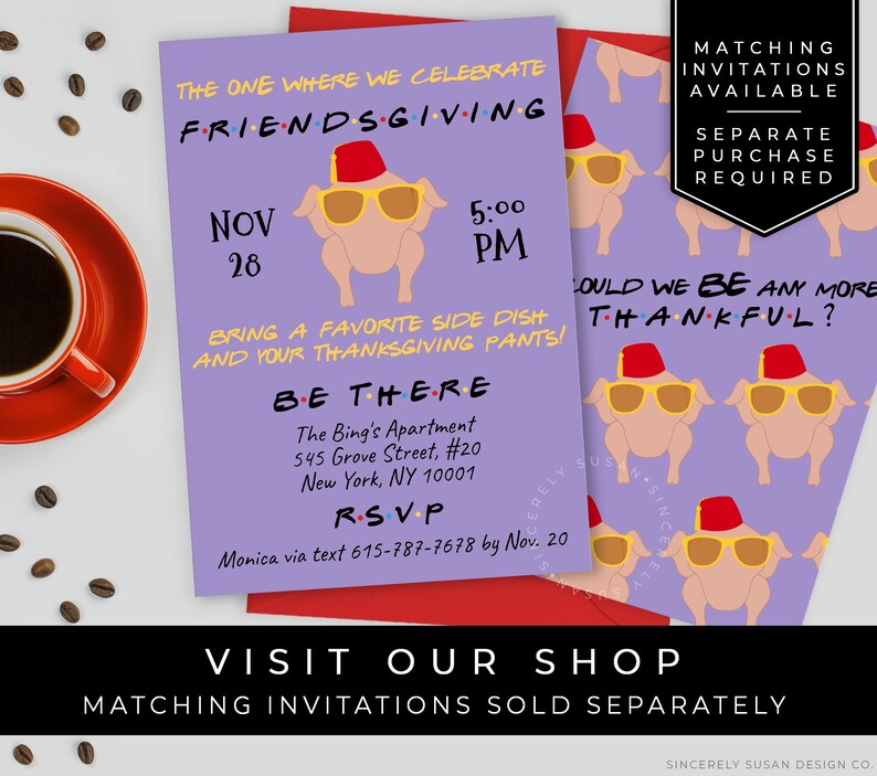 Friends Friendsgiving Party Thanksgiving Food Label Friends TV Show Theme Buffet Tent Card Printable Editable Template Download Corjl 084F image 9