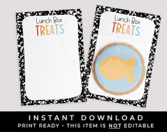 Download istantaneo Lunchbox Treats Back to School Cookie Card Stampabile Primo giorno di scuola Composizione Cookie Treat Card Backer, #299A2ID VIP