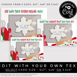 CUSTOMIZABLE Elf Cookie Card Printable, Elf Return Gift Mini Cookies ...
