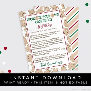 Kit de décoration de biscuits de Noël à téléchargement immédiat, instructions du kit de décoration de biscuits en pain d'épice bricolage pour les fêtes imprimables, #188CID VIP