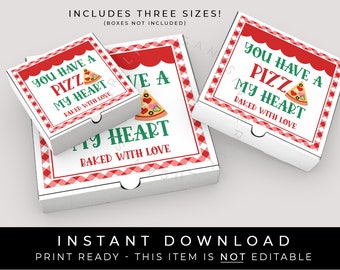 Instant Download Valentine Mini Pizza Cookie Label, You Have a Pizza My Heart Baked With Love Pizza Box Sticker Label Printable, #223AID VIP