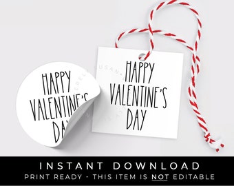 Sofortiger Download Happy Valentines Day Cookie Tag Printable, Dunn inspiriert Farmhaus Liebe Valentinstag Geschenkanhänger, #200KID VIP