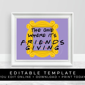 Friends Friendsgiving Sign Printable Friends Thanksgiving Party Custom ...