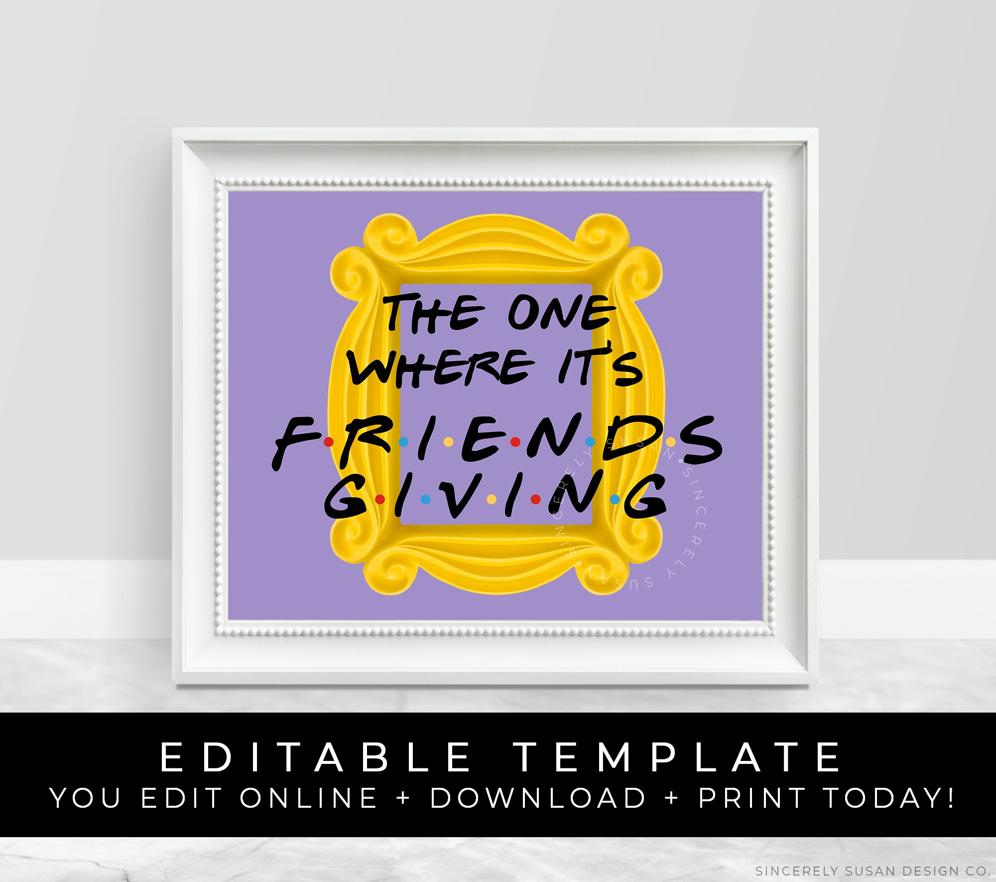 Friends Friendsgiving Sign Printable Friends Thanksgiving Party Custom ...