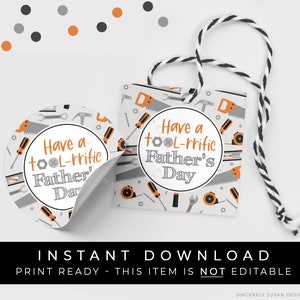 Instant Download Vaderdag Tools Gift Tag Afdrukbaar voor papa, Heb een TOOLrrific Vaderdag Cookie Tag, #274AID VIP