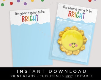 Download istantaneo BRIGHT Biglietto per biscotti per il ritorno a scuola stampabile, Buono regalo per biscotti per il primo giorno di scuola Rainbow Sunshine Bright, #145AID VIP