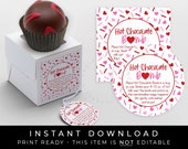 Instant Download Valentine Hot Cocoa Bomb Tag, Printable Heart Sprinkles Chocolate Bomb Directions Instructions, 2" and 2.5",  #226AID VIP