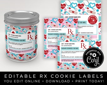 CUSTOMIZABLE Cookie Prescription Label, RX Chill Pills Cookie Sticker Tag Personalized Printable Packaging Medical Pharmacy Corjl #107 VIP