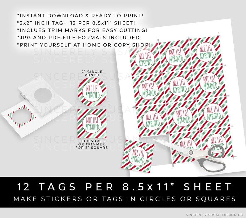 Instant Download Nice List Approved Cookie Tag Santa's - Etsy