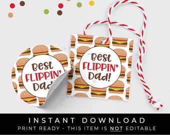 Sofortiger Download Bester Flippin Dad Hamburger Anhänger, Burger Korb Keks Anhänger, Vatertagsgeschenk für Grillmeister Grillmeister Kekse, #278BID VIP