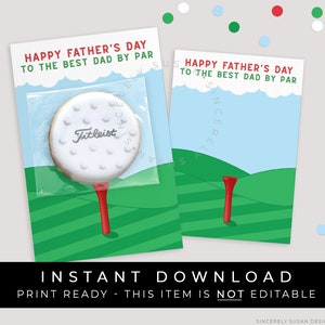 Instant Download beste vader per par Happy Father's Day Golf Ball Tee Cookie Card afdrukbaar cadeau voor papa, Mini Golf Cookie Backer, #130CID VIP