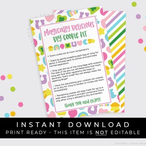 Instant Download St. Patrick's Day Lucky DIY Cookie Kit Instructions Printable Card, Magically Delicious Decorate Your Own Charms 101ID VIP image 1