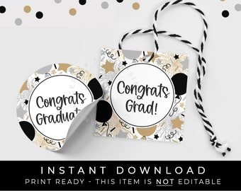 Instant Download Congrats Grad Tag, Congratulations Graduate Printable Gift Tag, Class of 2022 Graduation Cookie Tag, #263AID VIP