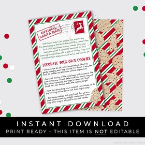 Instant Download Kerst DIY Cookie Decorating Kit Instructies Afdrukbaar, Brief van Santa Mail Holiday Cookie Kit Card, #191BID VIP