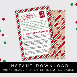 Instant Download Christmas DIY Cookie Decorating Kit Instructions Printable, Letter from Elf Holiday Cookie Kit Card Elf Mail, #191AID VIP