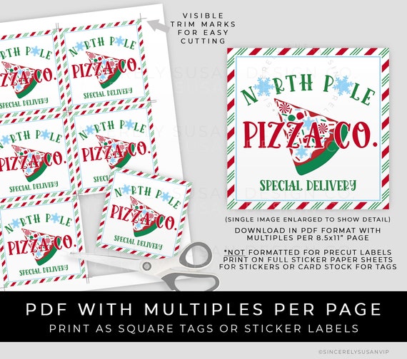 Mini Pizza Box - North Pole Pizza Co. - Digital Download - Killer Zebras