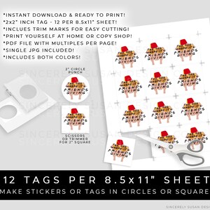 Instant Download Friends TV Show Thanksgiving Cookie Tag Printable, The One Where It's Friendsgiving Turkey Sunglasses, 084CDID VIP image 2