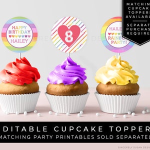 Rainbow Food Tent Cards Printable Birthday Party Rainbow Heart Confetti Buffet Food Labels ...