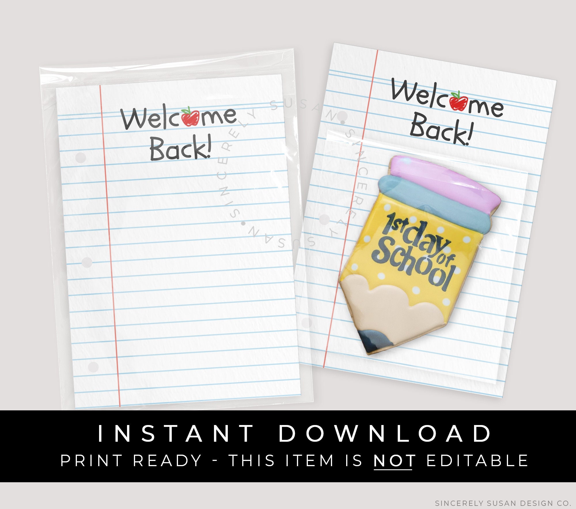 Instant Download Welcome Back to School Cookie Card, Printable Apple ...