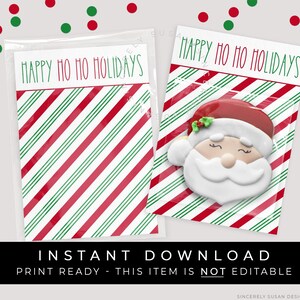 Download instantâneo de cartão de biscoito do Papai Noel para impressão, Ho Ho Ho Papai Noel Boas Festas Embalagem de mini cartão de biscoito de Natal, # 196AID VIP