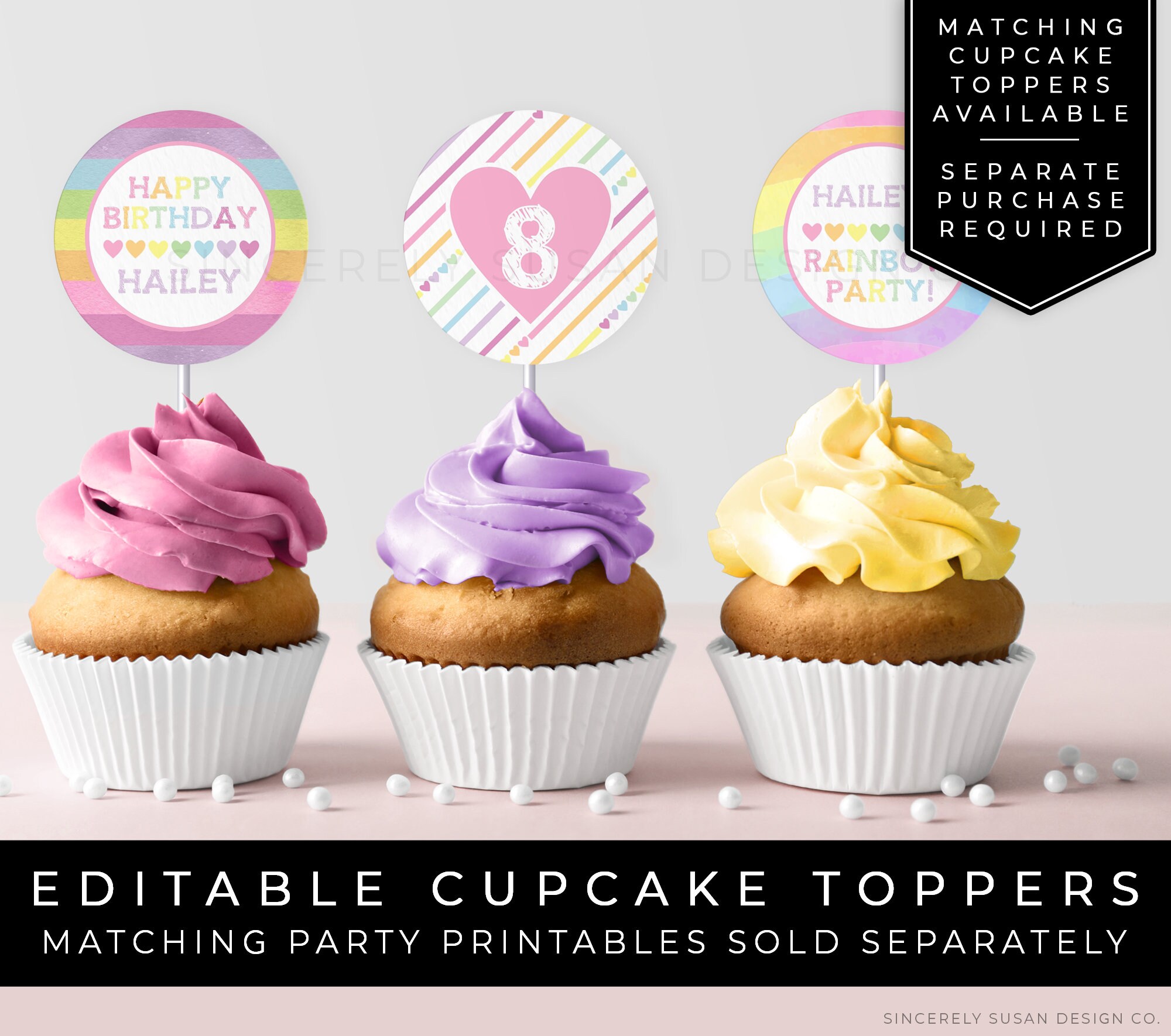 Rainbow Birthday Banner Printable Party Decorations Editable Pastel ...