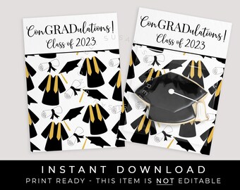 Instant Download Graduation Mini Cookie Card Printable, Class of 2023 Congratulations Graduate Gift Card, #121AID VIP