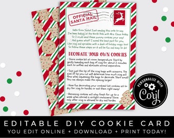 CUSTOMIZABLE Christmas DIY Cookie Decorating Kit Instructions Printable, Letter from Santa Mail Holiday Cookie Kit Card, Corjl #191B VIP