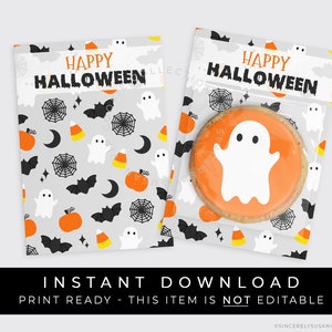 Carte à biscuits Happy Halloween à téléchargement immédiat, mini support de biscuits Halloween imprimable 3,5 x 5, VIP #179BID
