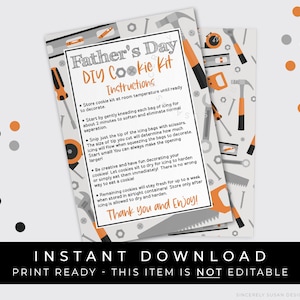 Instant Download Vaderdag Gereedschap DIY Cookie Kit Instructies Afdrukbare kaart, Bouwgereedschap Papa Cookie Decorating Kit, #274AID VIP