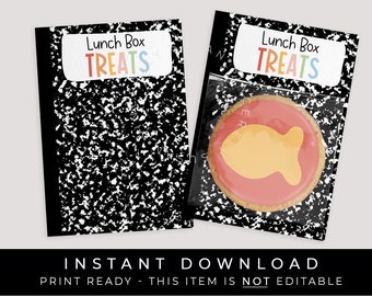 Instant Download Lunch Box Treats Back to School Cookie Card Printable, First Day of School Cookie Backer, #299AID VIP