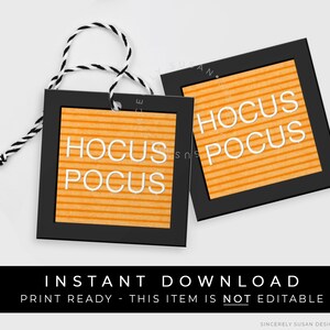 即時ダウンロード Hocus Pocus ハロウィンレターボード クッキータグ、印刷可能なハロウィンパーティーの記念品トリートバッグタグ、#176JID VIP