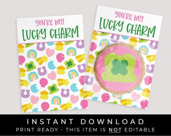 Instant Download You're My Lucky Charm Mini Cookie Card, Printable St. Patrick's Day Lucky Marshmallows Cookie Card Treat Tag, #101CID VIP