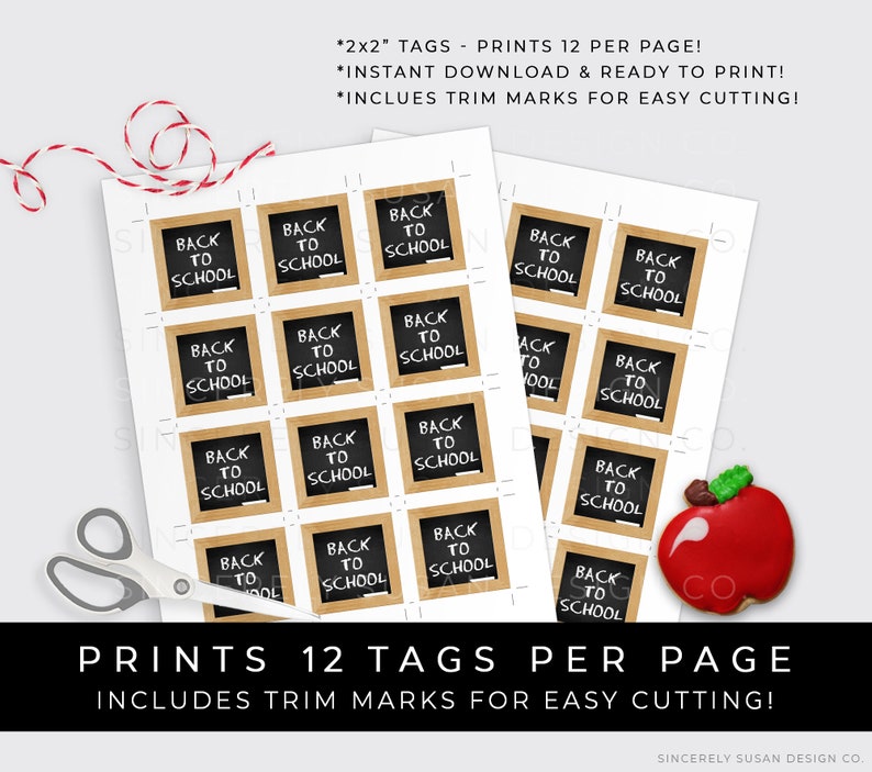 Instant Download Chalk Board Back to School Tag, BTS Printable Cookie ...