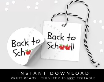 Instant Download Back to School Tag, Apple Doodle Printable Teacher Gift Tag, BTS First Day of School, #142WBTSID VIP