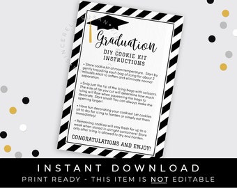 Instant Download Graduation Cookie Kit Instructions Printable Card, Cap Tassel Class of 2023 Graduate Cookie Decorating Kit, #121ID VIP