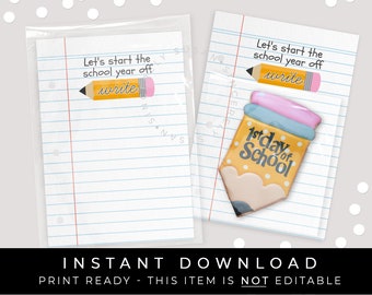 Instant Download Pencil Back to School Cookie Card Printable, Start Year Off WRITE First Day of School Cookies Gift Card, #115CID VIP