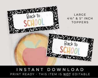 Download istantaneo Topper grande per borsa per il ritorno a scuola, confezione per biscotti stampabile per taccuino con composizione, #299CID VIP