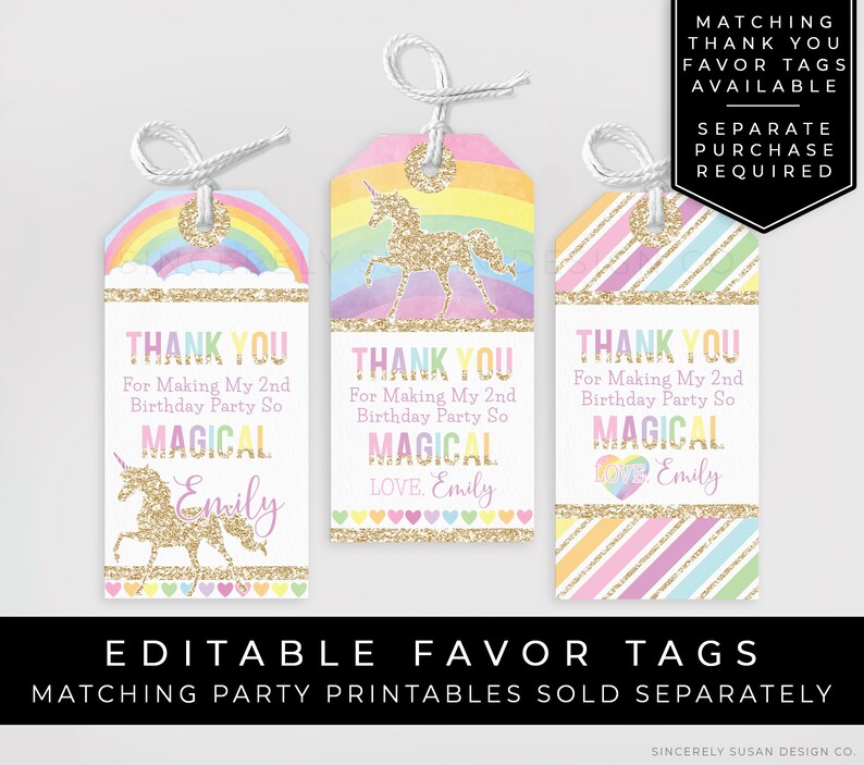 Unicorn Birthday Invitation Printable, Magical Unicorn Invitation Download, Rainbow Unicorn Editable Invitation Template Invite, Corjl #018A image 10