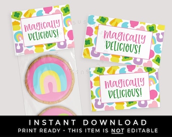 Instant Download Magically Delicious Bag Topper, Printable St. Patrick's Day Lucky Marshmallow Cereal Cookie Tag Rainbow Charms, #101CID VIP