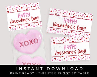 Instant Download Happy Valentine's Day Bag Topper Printable, Sprinkled With Love Mini Cookie Topper, Valentine Treat Bag Topper, #226CID VIP