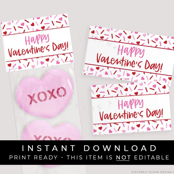 Instant Download Happy Valentine's Day Bag Topper Printable, Sprinkled With Love Mini Cookie Topper, Valentine Treat Bag Topper, #226CID VIP