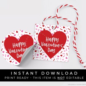 Sofortiger Download Valentinstag Keksanhänger, rot rosa Herz Streusel Keksanhänger, Geschenkanhänger Valentinstag, #226AID VIP