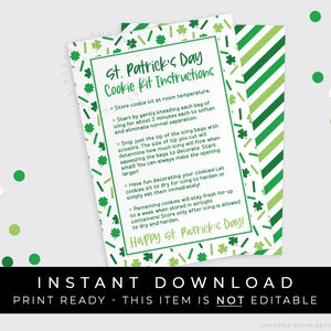 Sofortiger Download St. Patricks Day DIY Cookie Kit Anleitung Druckbare Karte, Dekorieren Sie Ihr eigenes Kleeblatt Cookie, #242 VIP