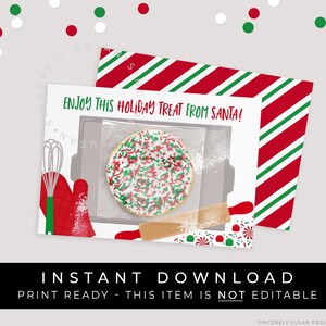 Instant Download Santa Mini Cookie Card Printable, Christmas Cookie Baking Letter From Santa ...