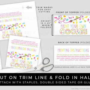 Instant Download Paint Your Own Cookie Bag Topper Printable, Large Single Cookie Spring Rainbow PYO Cookie Bag Topper Tag, #255CID VIP image 2