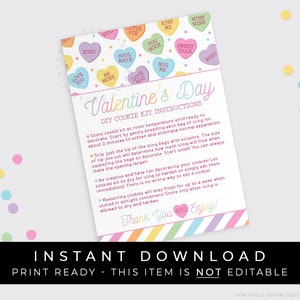Instructions du kit de biscuits DIY pour la Saint-Valentin à téléchargement immédiat, carte imprimable, kit de décoration de biscuits coeurs de bonbons, conversation douce, #218 VIP