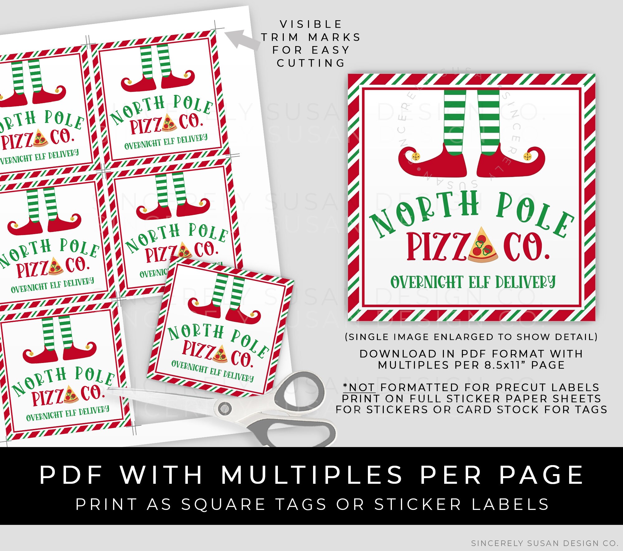 Instant Download Mini North Pole Pizza Co Pizza Box Label Etsy 日本