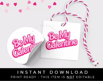 Sofortiger Download Be My Galentine druckbare Anhänger, Rosa Mode Mädchen Puppe Kekse Freund Valentinstag Galentinstag Geschenkanhänger, #302V4ID VIP