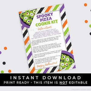 Instant Download Spooky Pizza Halloween DIY Cookie Kit Instructions Printable Card Kids Halloween Cookie Decorating Kit Activity #182WID VIP